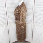 Dress Barn Vintage Isabel & Nina Striped Knit Blazer Skirt Suit Tan Multi 12 Photo 1
