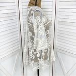 En Crème Boho Sheer Embroidery Lace Pullover Blouse Cream Medium Photo 2