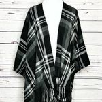 Gray & Black Plaid Flannel Blanket Kimono Shawl Wrap One Size Size undefined Photo 6