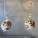 Handmade Cute faux fur Cheetah print Earrings , Brown And Gold drop dangle earrings Photo 4