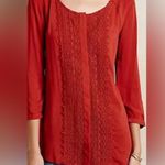 Maeve Anthropologie  Rust Lace Detail Button Up Long Sleeved Top Sz S Photo 0