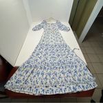 Love Colette Off The Shoulder Maxi Dress Blue White Floral Womens Size Medium Photo 12