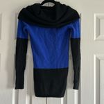 Saks 5th Avenue Saks Fifth Avenue Women’s Cowl Neck Blue & Black Cashmere Sweater Size XS Photo 4