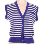 St. John Vintage for Sak’s Purple-Blue & White-Cream Striped Sweater Vest Knit 12 Photo 0