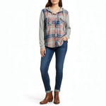 Como vintage  Flannel Shirt Jacket XL Pink/Gray Plaid Hooded Button Front Photo 1