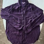 Calypso St. Barth  100% Silk Long Sleeve Button Down Pocket Blouse Dark Purple M Photo 1