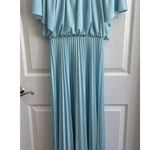 American Vintage Vintage Powder Blue white Lace High Neck Flutter Sleeve Pleated Maxi Dress XS Photo 8