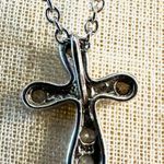 Sterling Silver Cross Pendant with CZ Crystals on Chain – Modern Y2K Vibes Photo 4