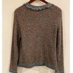 Betty Barclay Women’s Cardigan Ruffle Trim Brown Gray Knit Tweed Button Front Size M Photo 1