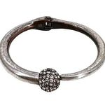 Banana Republic  Rhinestone Ball Clamper Style Hinged Bracelet Silver Tone Photo 0