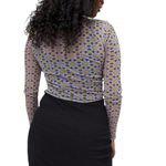 Urban Outfitters UO Shona Cinched Cropped Mesh Top Floral Retro Sheer Sz Large Photo 3