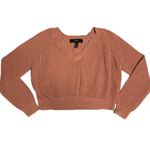Forever 21 Dusty Rose Cropped Knit Sweater Small – V-Neck Long Sleeve Pullover Photo 1