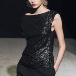 ZARA NWOT  Asymmetrical Sequined Top Festive Limited Edition Black Small Photo 5