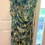 Connected Apparel NWOT GREEN PRINT DRESS SIZE 14P Photo 0