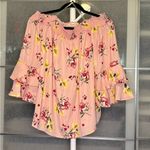 Vine & Love  Pink Floral Ruffle Blouse Photo 0