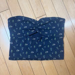Urban Outfitters Silence + Noise Tube Crop Top Navy FLoral Size XS Cut Out Photo 1