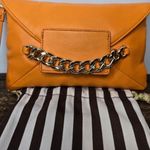 Henri Bendel  New York Orange Leather Clutch with Gold Chain New without Tags Photo 0