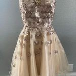Amelia Couture strapless sweetheart neckline gold sequin prom dress size 8 Photo 0