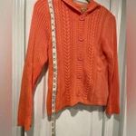 Faded Glory  Coral Cluster Cable Knit Ribbed Hooded Button Cardigan Size Small Photo 4