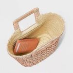 A New Day Paper Straw Handheld Small Tote Handbag Pink/Natural Photo 1