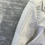 BLANK NYC  White Leather Motorcycle Jacket with Floral Prink Photo 3