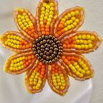 Yellow Orange Bronze Beaded Flower Bohemian Drop earrings Photo 5