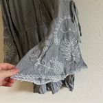 Boutique  Gray / Dusty Blue Long Sleeve Floral Embroidered Romper Size Large Photo 5