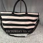 Victoria's Secret  Expandable Weekender Tote Bag Pink/Black Stripe Photo 4