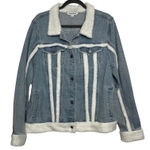 Davi & Dani  Sherpa Trim Denim Jean Jacket Size Large Photo 0