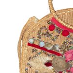 1950s Veldore of Houston Straw Beaded‎ Embellished Floral Top Handle Bag Italy Tan Photo 2