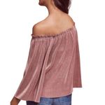 Deletta  Anthropologie Vascanes Plisse Pink Off The Shoulder Pleated Blouse SMALL Photo 1