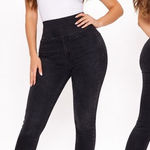 Boohoo  High Rise Pull‎ on Jeans Stretch Side Panel Black Washed Size 8 Photo 0