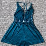 Auden Teal Floral Backless Dress Green Size M Photo 2