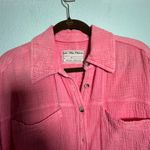 Free People NEW  Cardiff Top Pink Barbicore Cotton Gauze Button-Up Shirt Small Photo 6