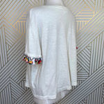 Anthropologie  Lilka Pom Pom‎ Tee Shirt Top Short Sleeve Cotton Ivory Size Small Photo 3