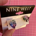 Nine West  18K sterling silver necklace 19” + earrings Set Blue purple fruit Photo 2