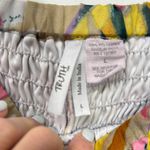 Truth Tiered Wide Leg Pants Smocked Waist Tropical Large Sheer Legs Resort Yellow Photo 1