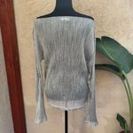 J.Crew  Silver Silver Metallic Tinsel Off-Shoulder Blouse Photo 4