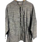 Chicos Design Womens Silk Striped Jacket Size 3 Made In India Black Photo 2