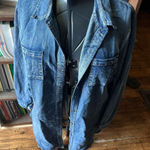 Lara western raw hem denim button down L shirt Blue Size L Photo 0