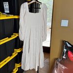 August Sky Cream Smocked Square Neck Long Sleeve Midi Dress Size Small Photo 8