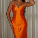 ZARA dress maxi midi hot orange satin effect wedding party cocktail Photo 0