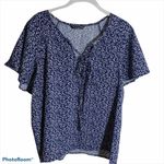SheIn  Navy Blue and White Mini Floral Short Sleeve‎ Large Photo 1