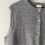 H&M  Gray Sleeveless Gold Button-Up Sweater Vest Academia Preppy Business Casual Photo 5