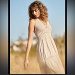 SEASPICE resort Daphne Halter maxi dress NWT‎ XL 100% Peruvian cotton Tan Photo 4