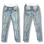 Miss Me Jeans 28 skinny embellished rhinestone flap pockets low rise light wash Photo 1