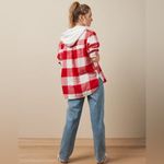 American Eagle Red Plaid Flannel Button-Up Hoodie - size XL Photo 10