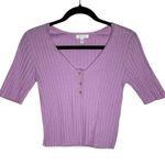 Abound  Top Size Medium Women's Half Sleeve Ribbed Button Pullover 100% Cotton Photo 1