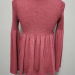 Anthropologie Knitted & Knotted Pink Smocked Babydol Bell Sleeve Small Sweater Photo 5