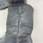 Vtg Women 7M Navy Blue Black Leather Vamp Roper Cowgirl Boots Biker Core Distres Size 7 Photo 1